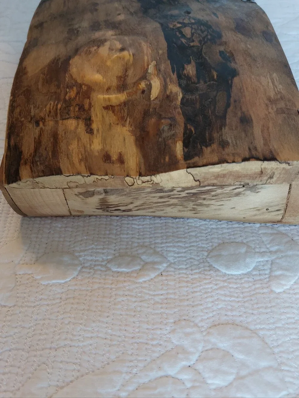 Handmade Walnut Burl Wood Box with Lid Live Edge Rustic Cabin Cottage Core READ